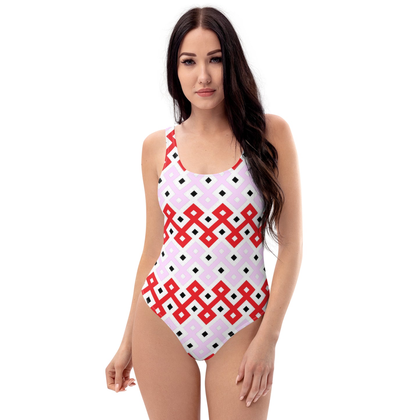 Pink & Red Tribal Pattern One-Piece Swimsuit
