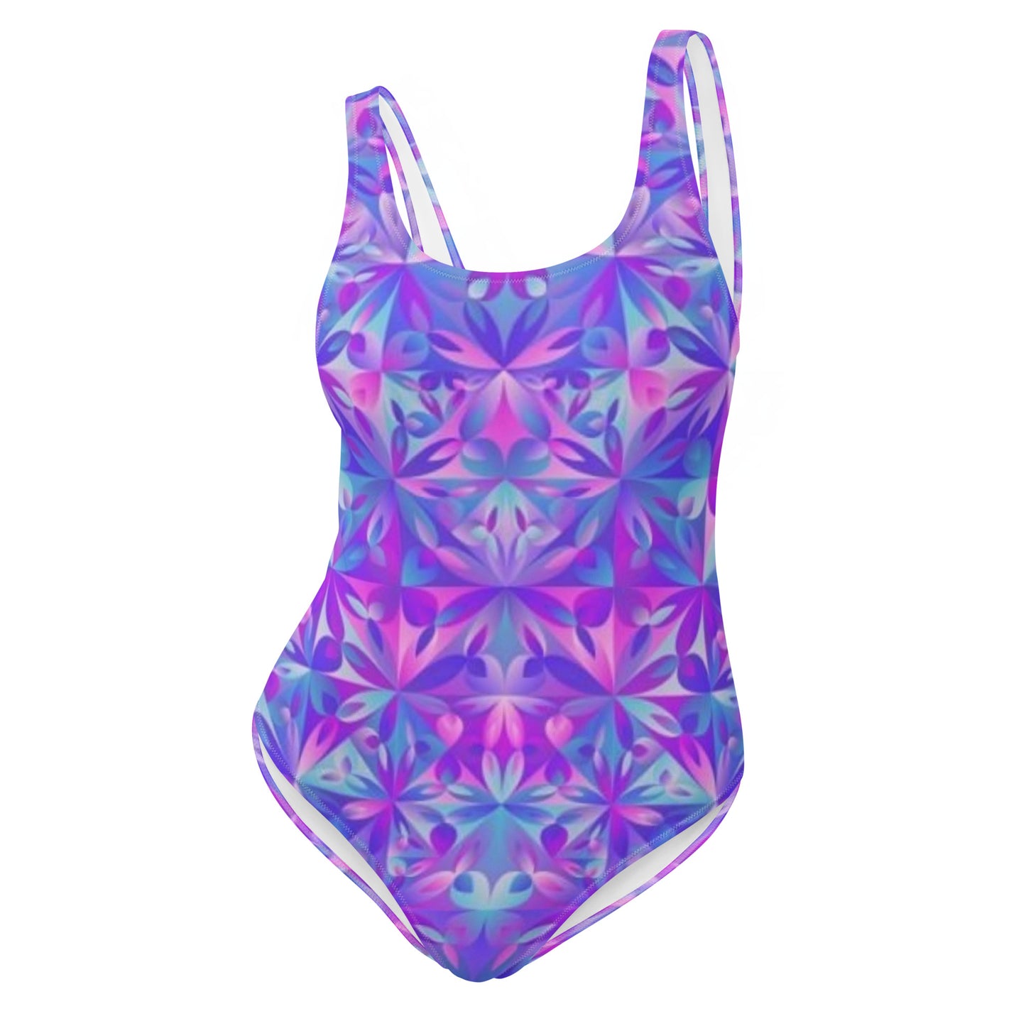 Purple Color Spectrum Print One-Piece Swimsuit