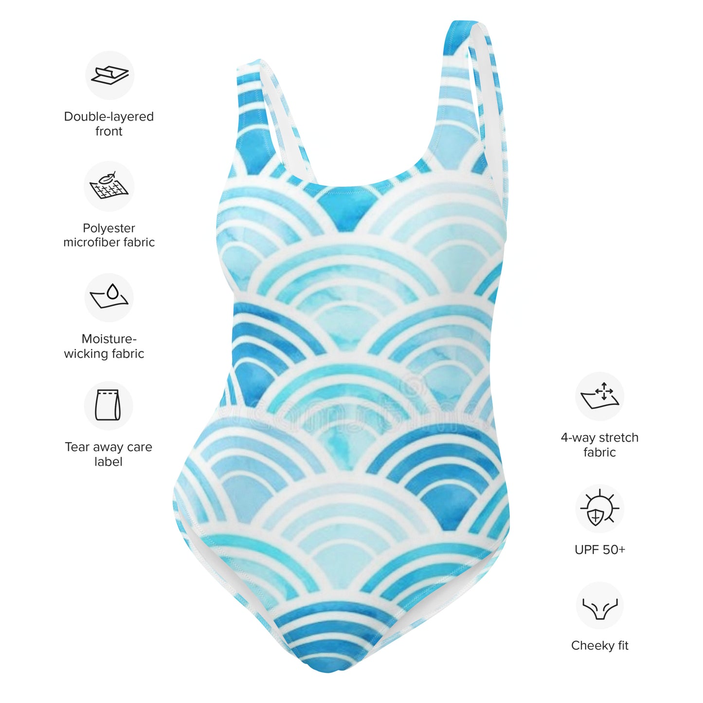 Wavy Blue One-Piece Swimsuit