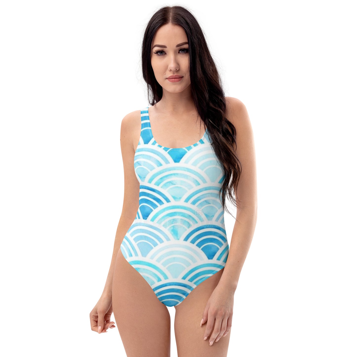 Wavy Blue One-Piece Swimsuit