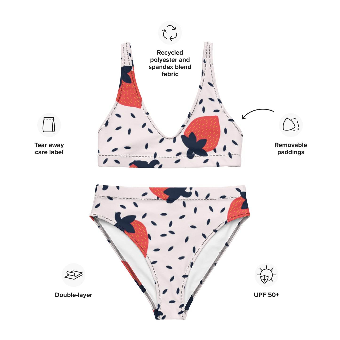 Strawberry high-waisted bikini
