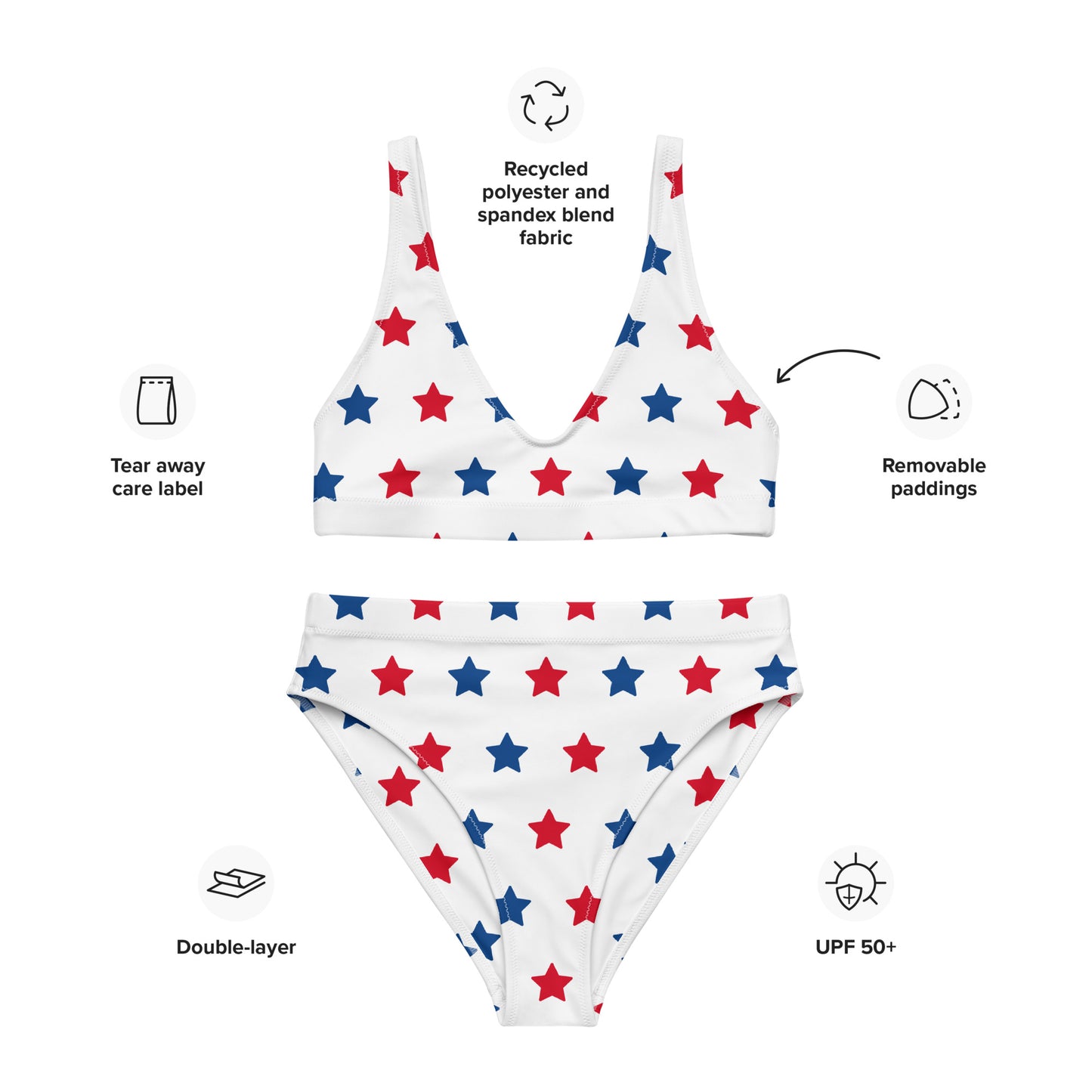 Red & Blue high-waisted bikini