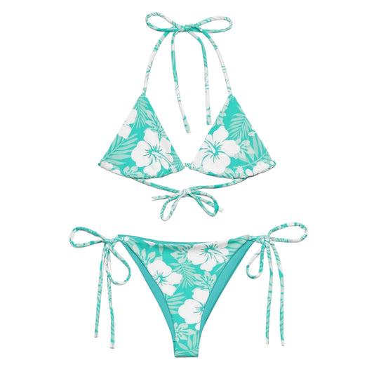 Aqua Green Floral string bikini Set