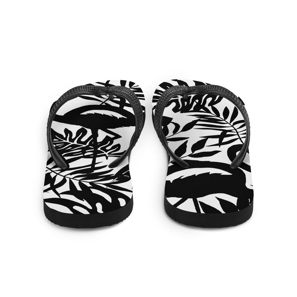 Black Floral Flip-Flops
