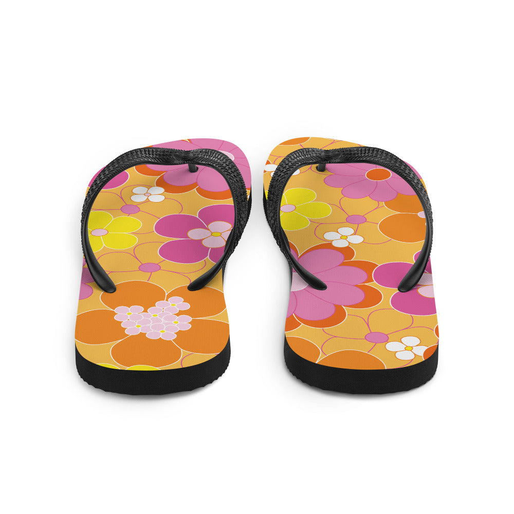 Orange Floral Flip-Flops