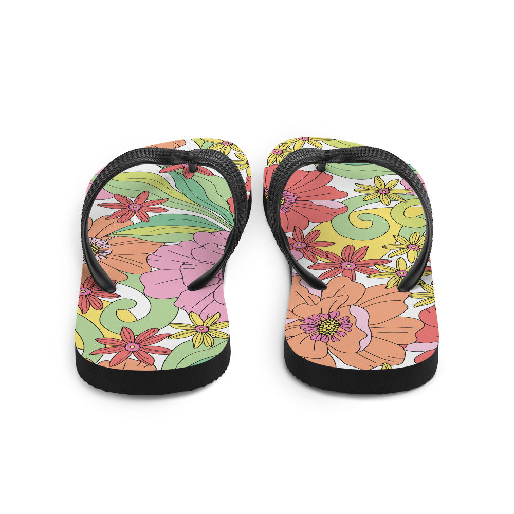 Floral Pattern Flip-Flops