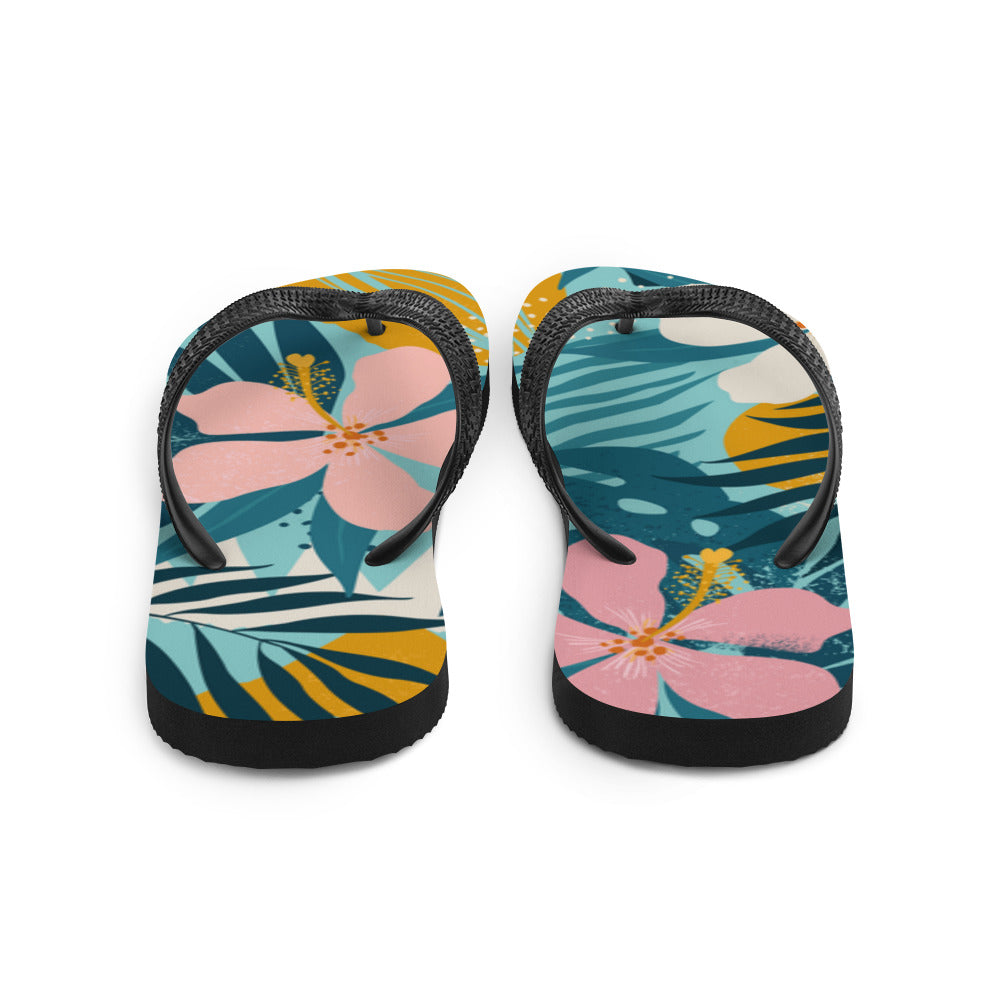Tropical Floral Flip-Flops