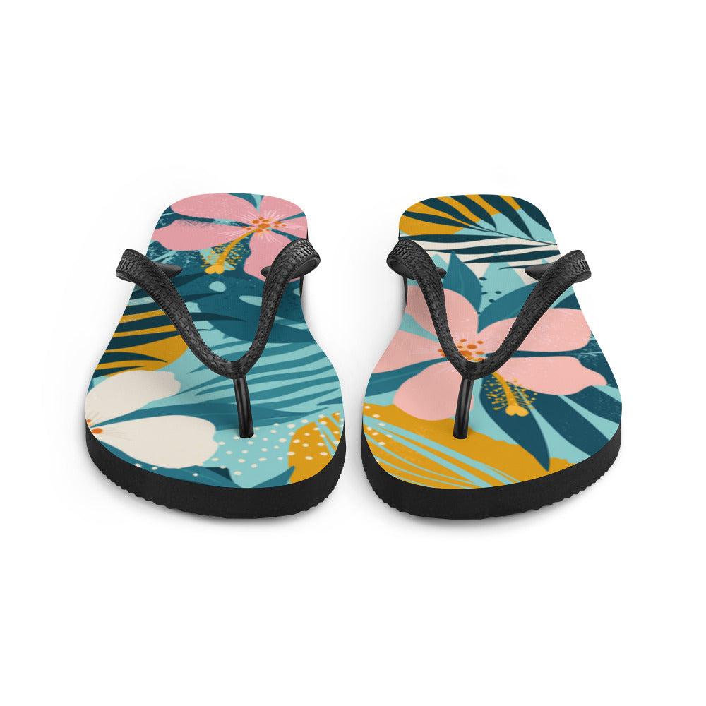 Tropical Floral Flip-Flops