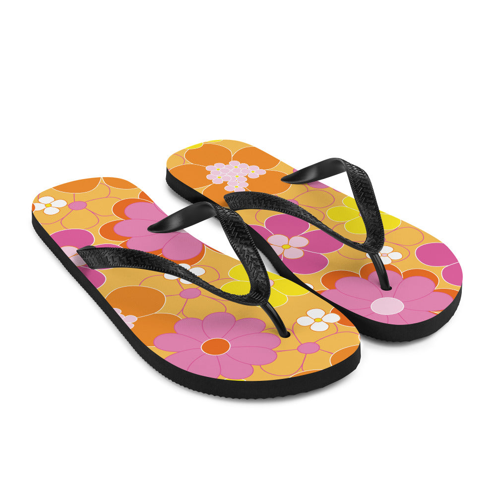 Orange Floral Flip-Flops