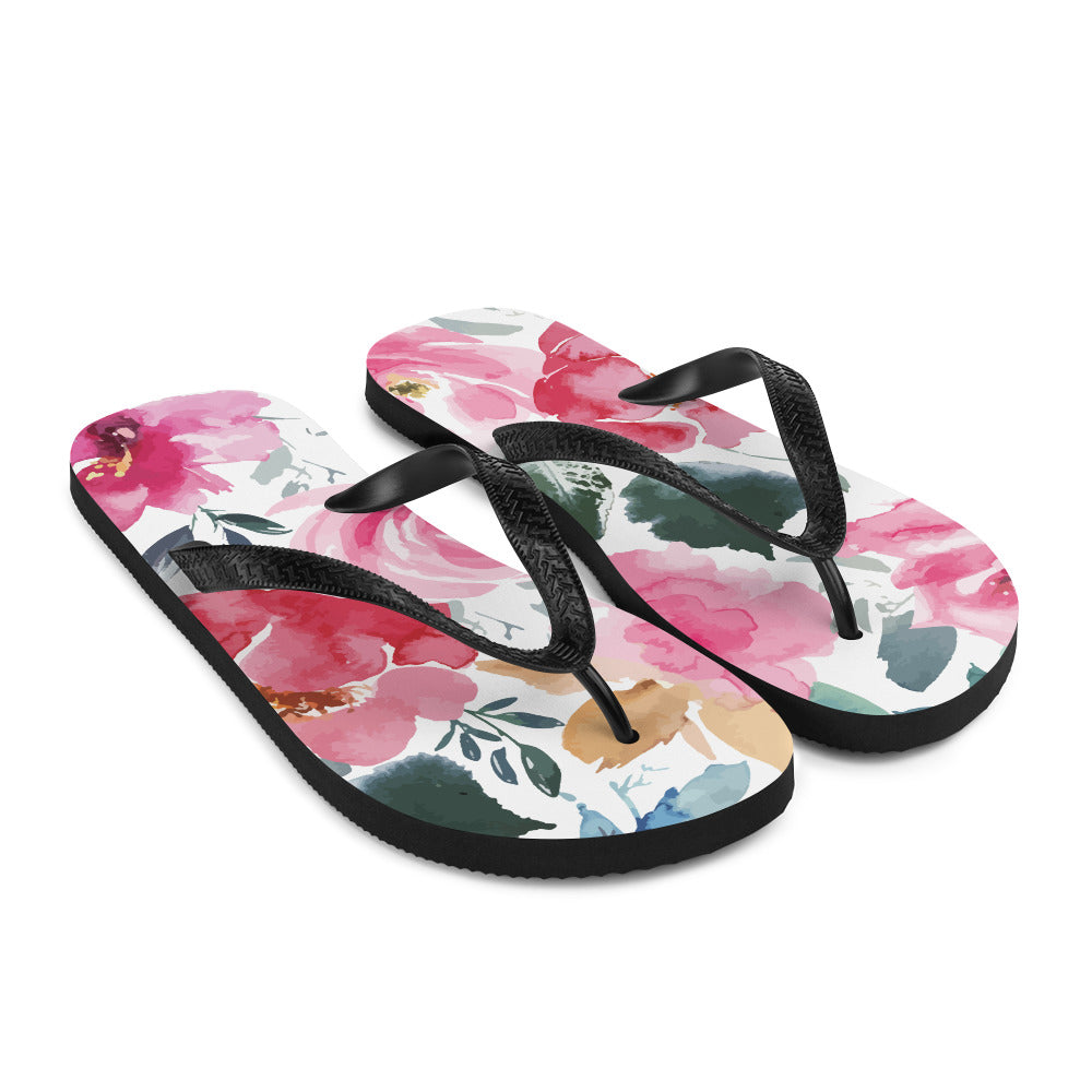 Pink Floral Flip-Flops