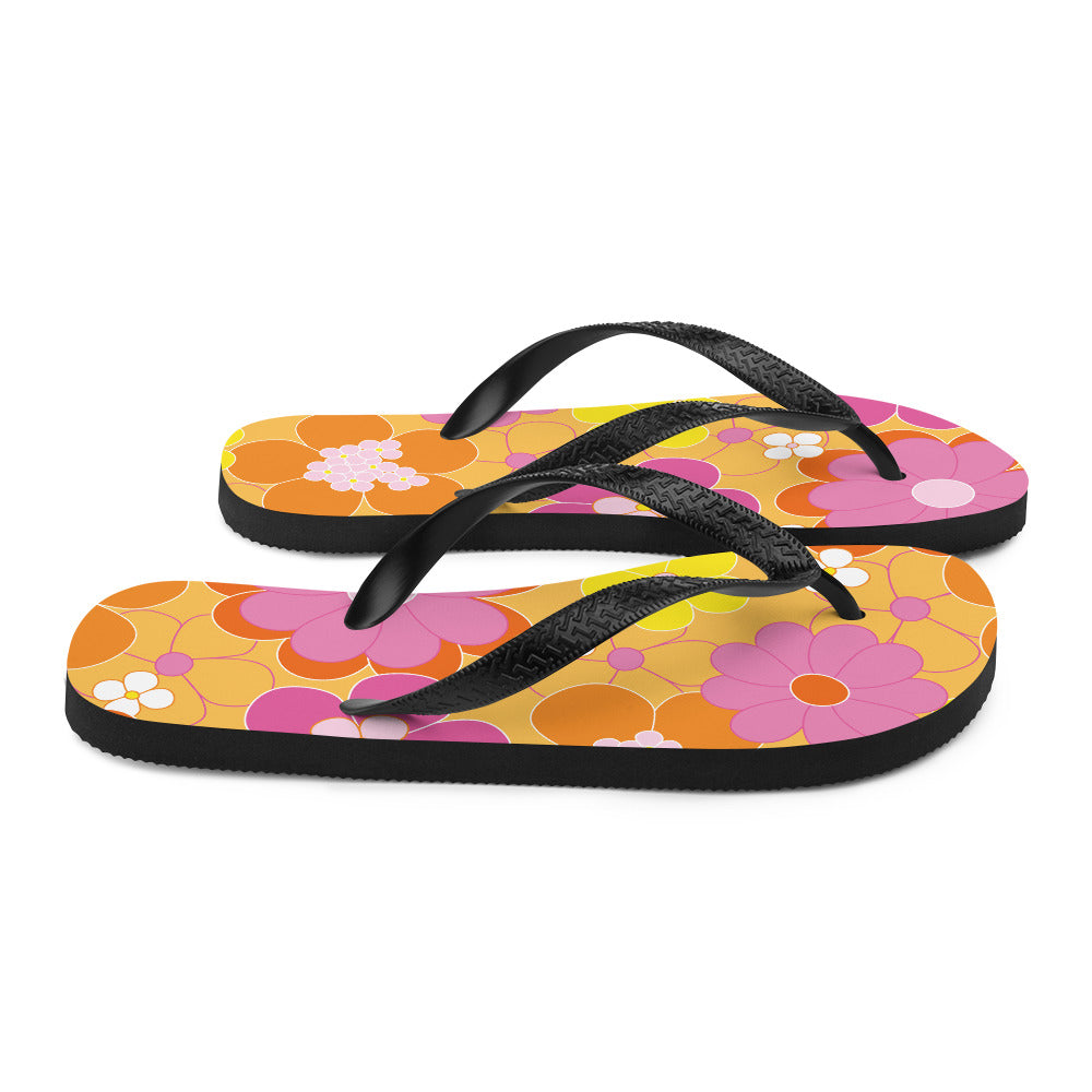 Orange Floral Flip-Flops