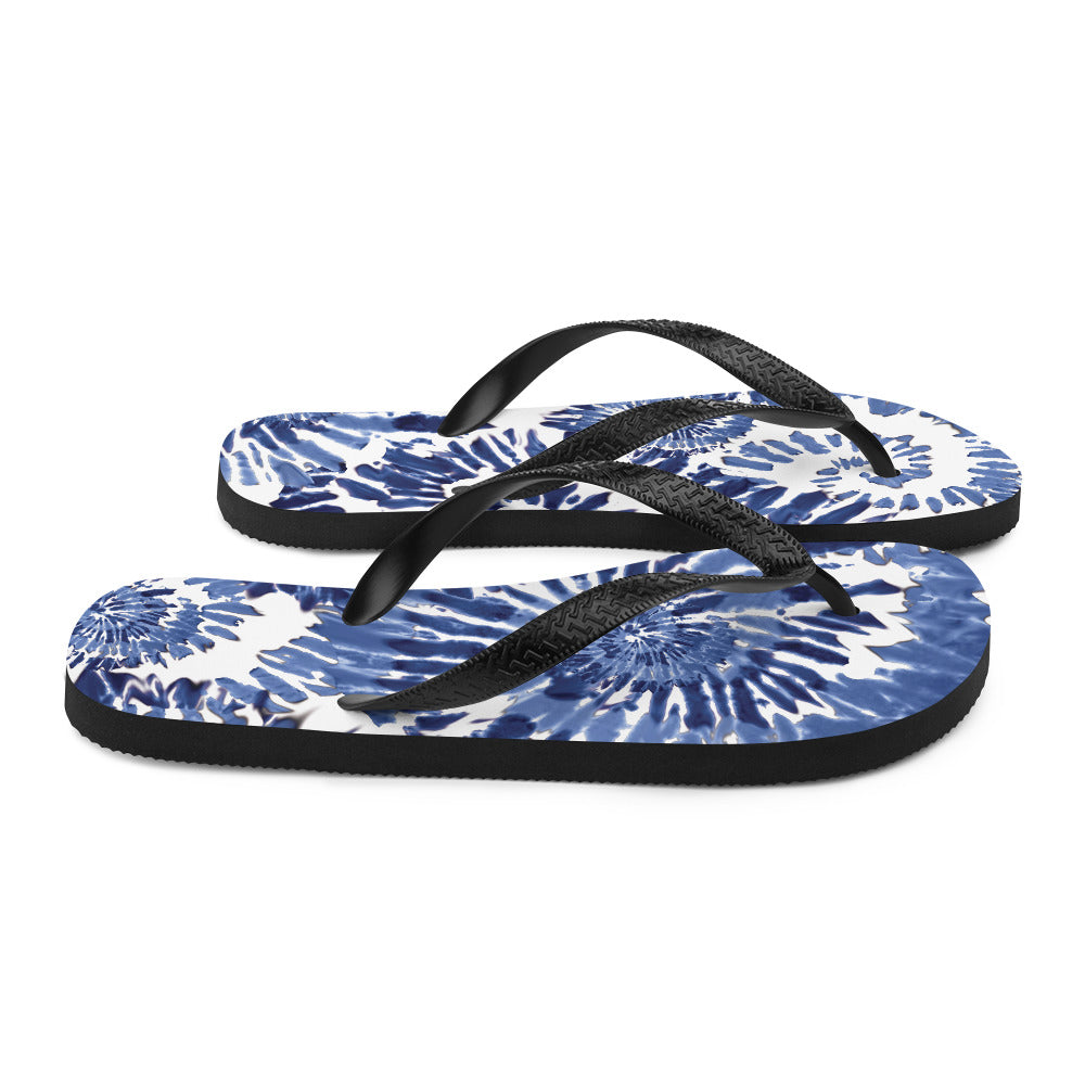 Blue Tie Dye Flip-Flops