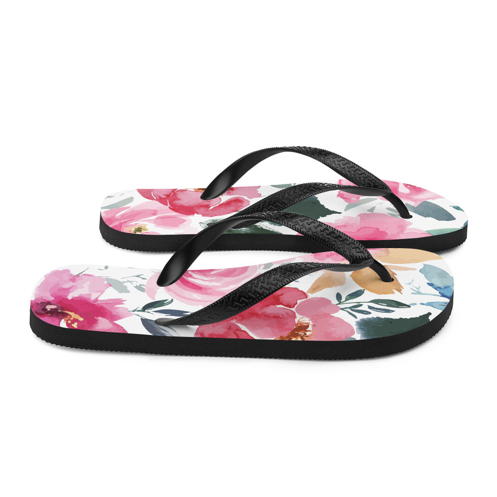 Pink Floral Flip-Flops