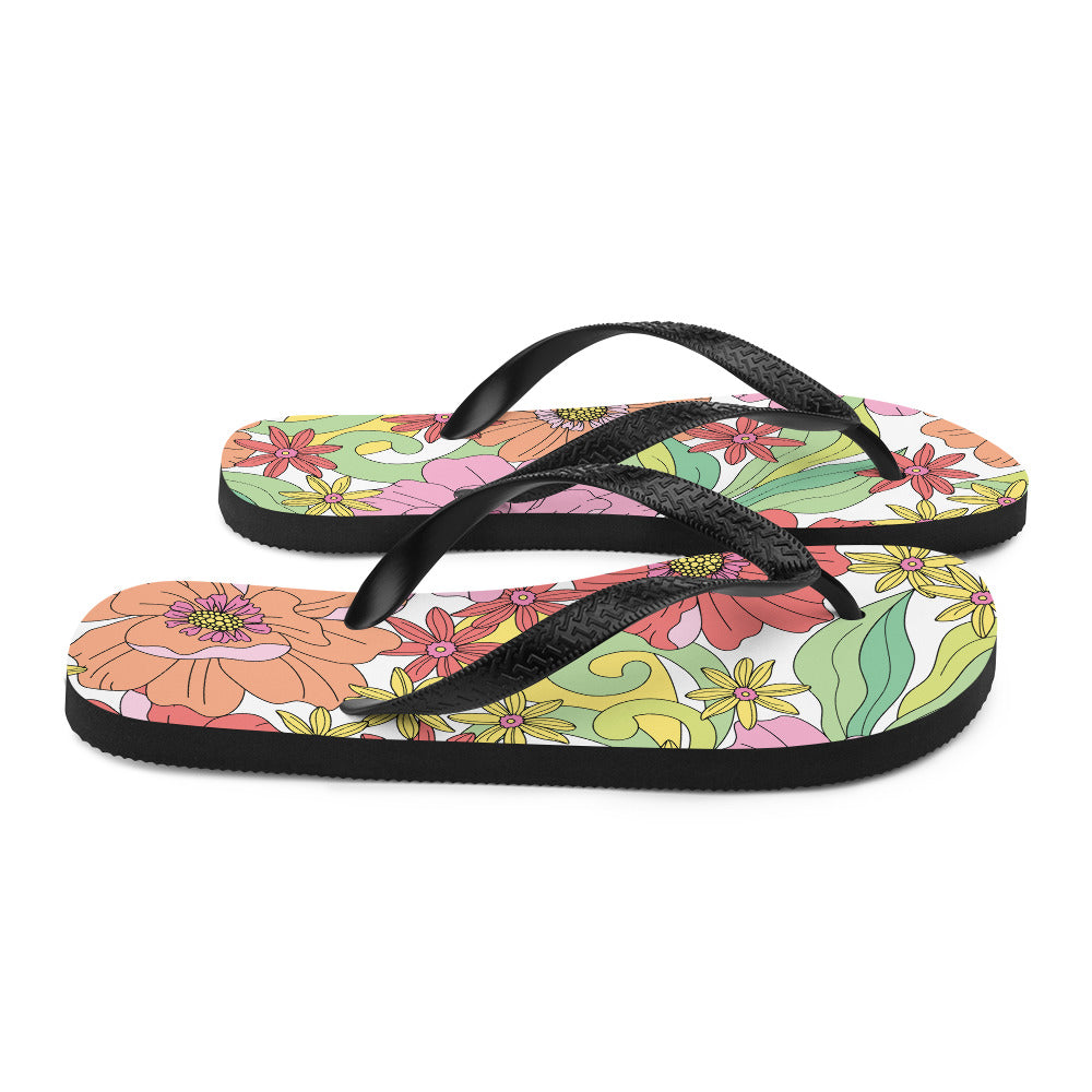 Floral Pattern Flip-Flops
