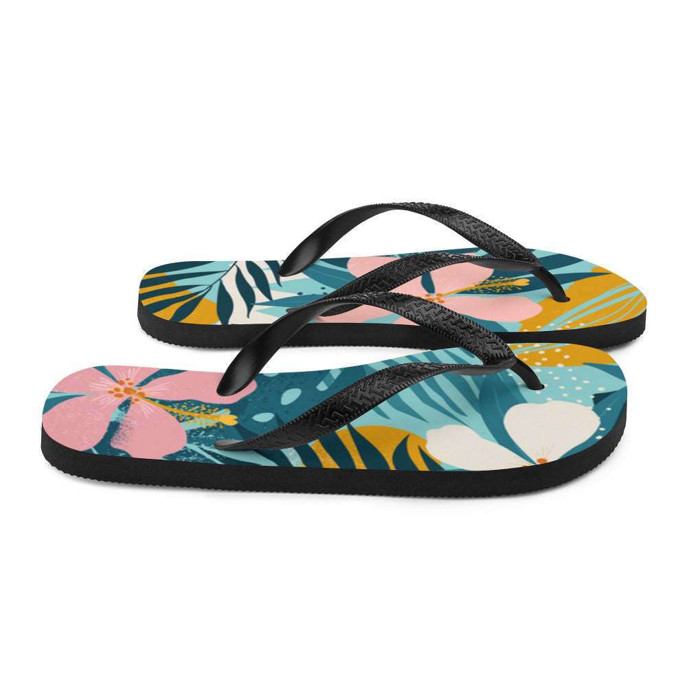 Tropical Floral Flip-Flops