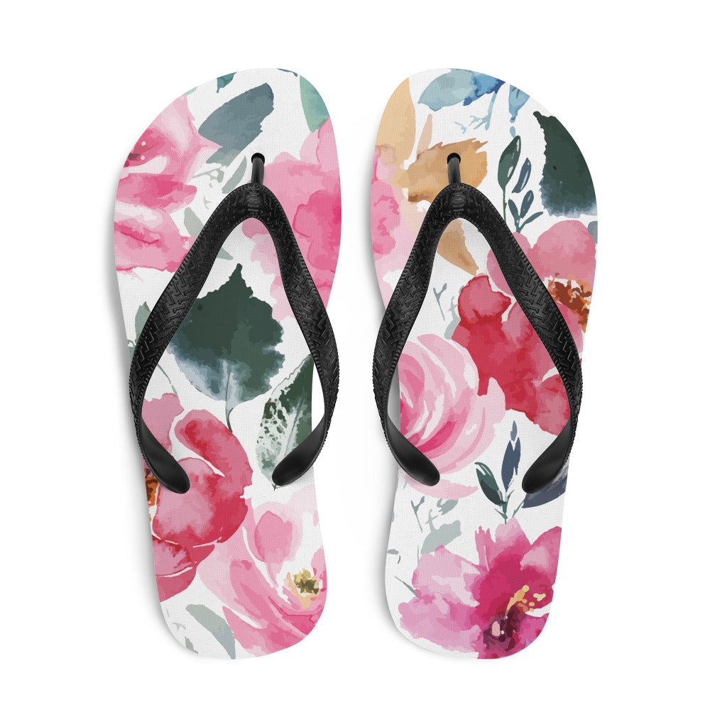 Pink Floral Flip-Flops