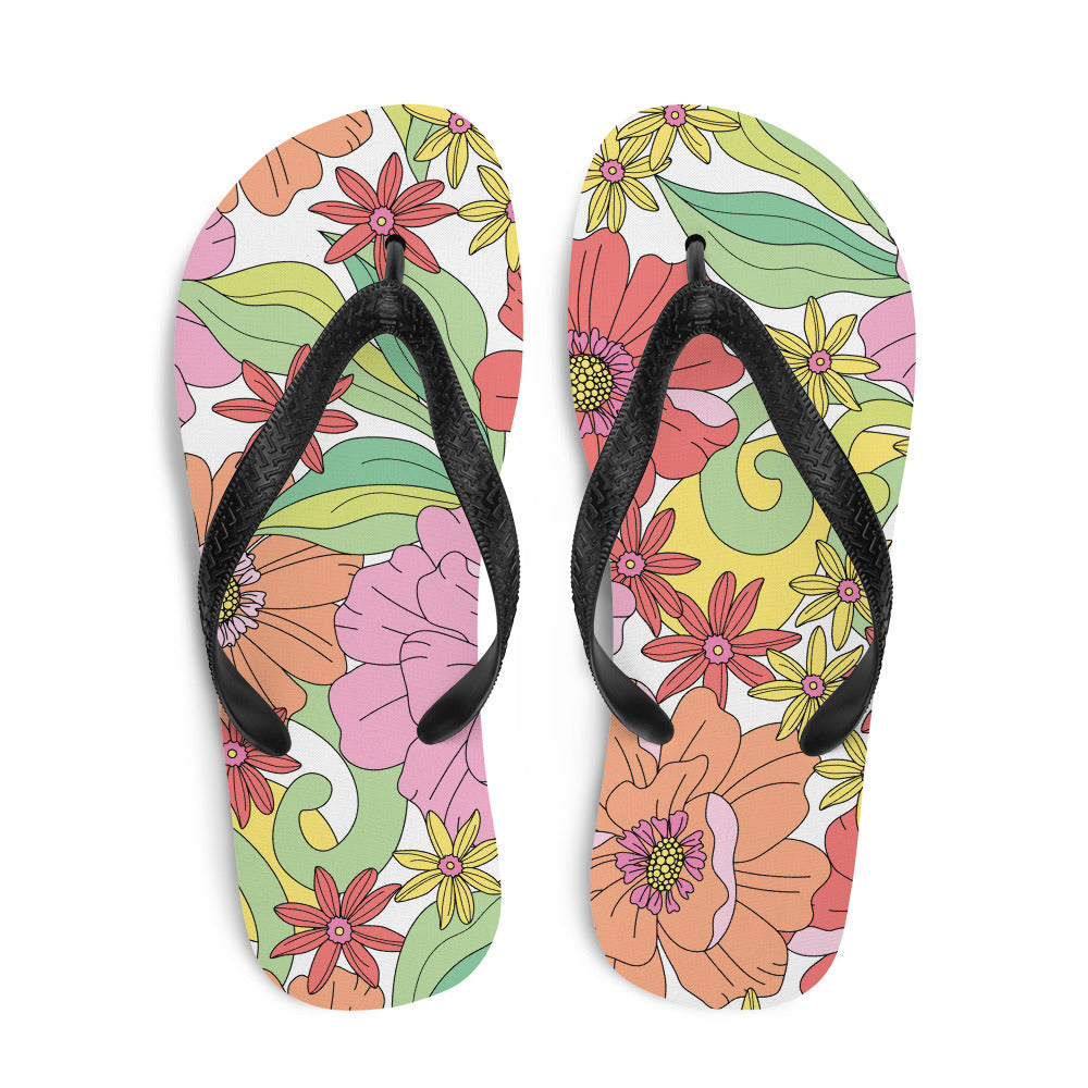 Floral Pattern Flip-Flops