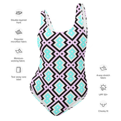 Pink & Blue Diamond Prism One-Piece Swimsuit