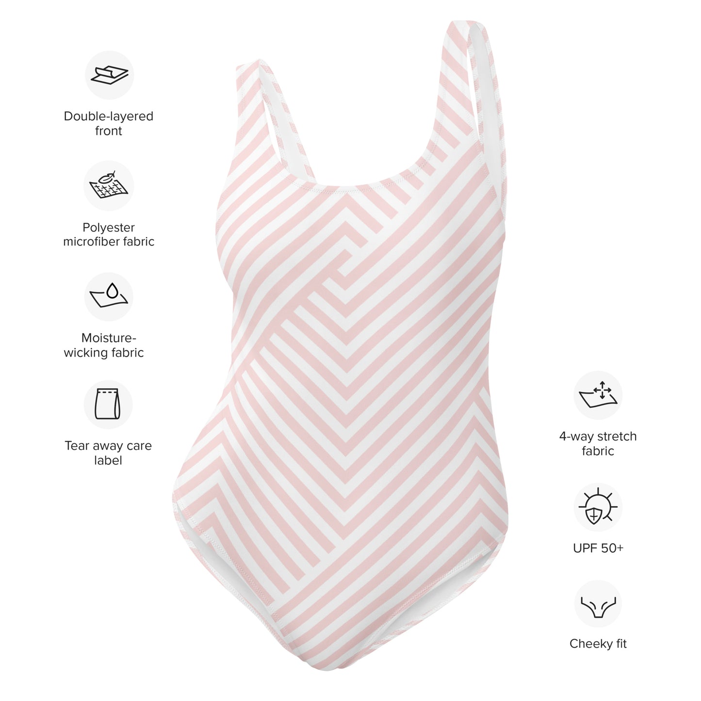 Peach Zig-zag One-Piece Swimsuit