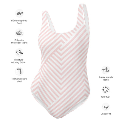 Peach Zig-zag One-Piece Swimsuit