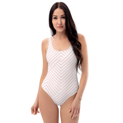 Peach Zig-zag One-Piece Swimsuit