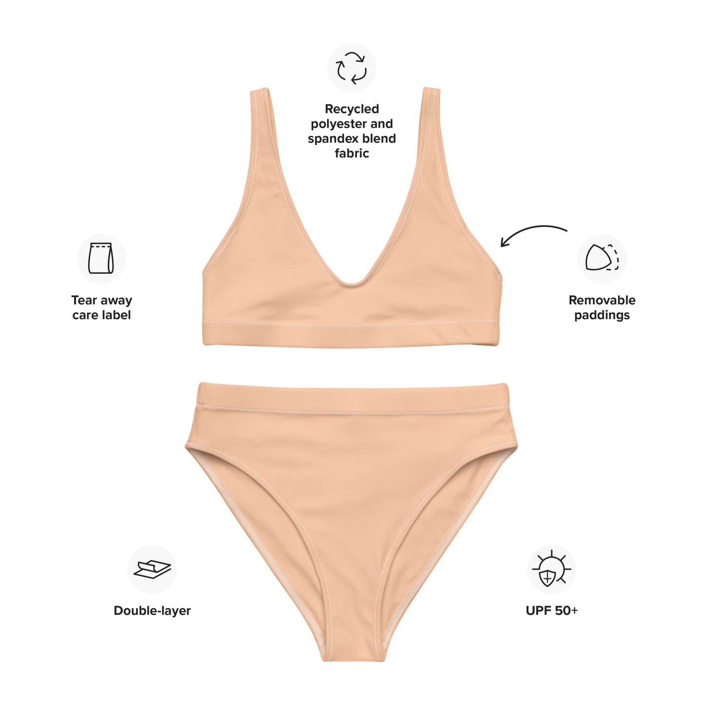 Peach high-waisted bikini