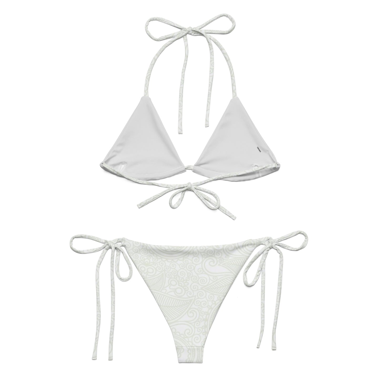 Light Grey Paisley Pattern String Bikini