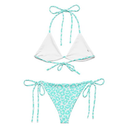 Blue Leopard Print String Bikini