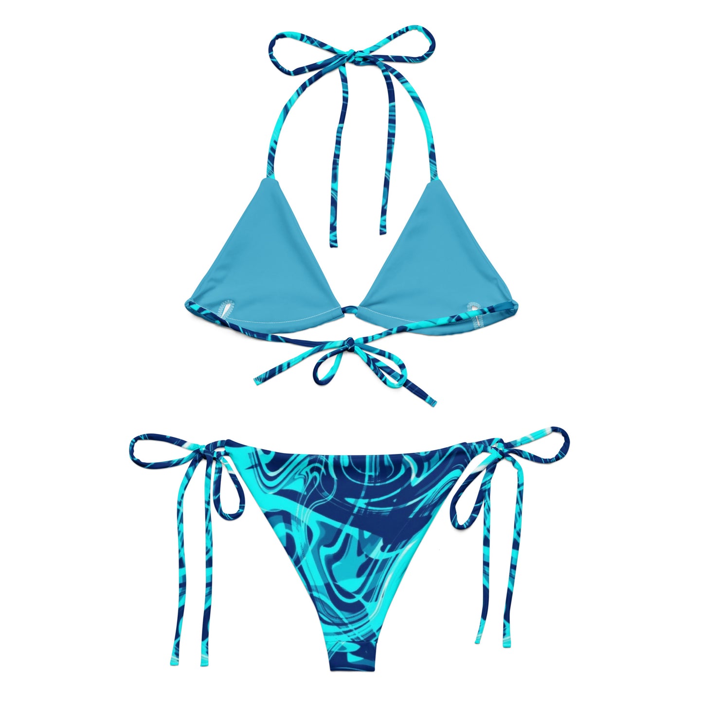Blue Liquid String Bikini Set