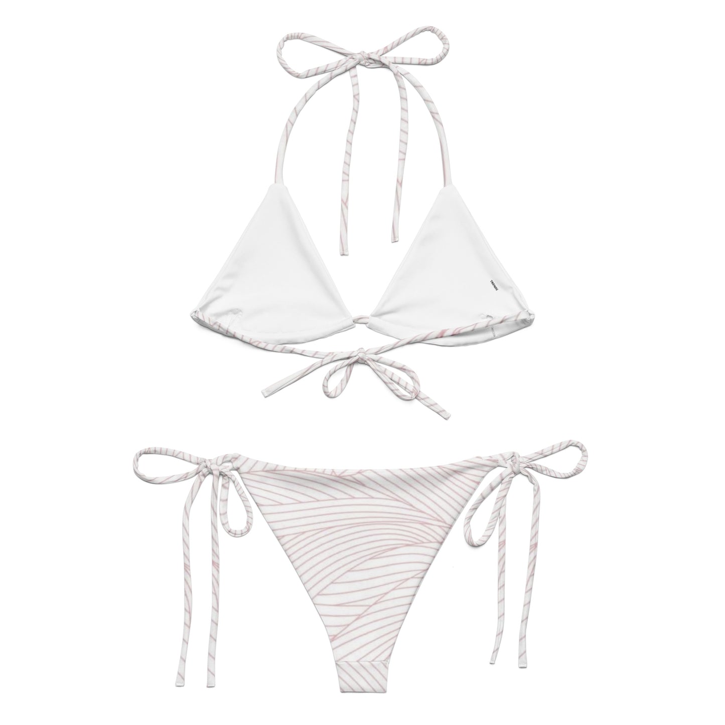 White Feather Pattern String Bikini Set