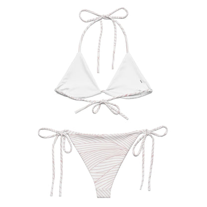 White Feather Pattern String Bikini Set