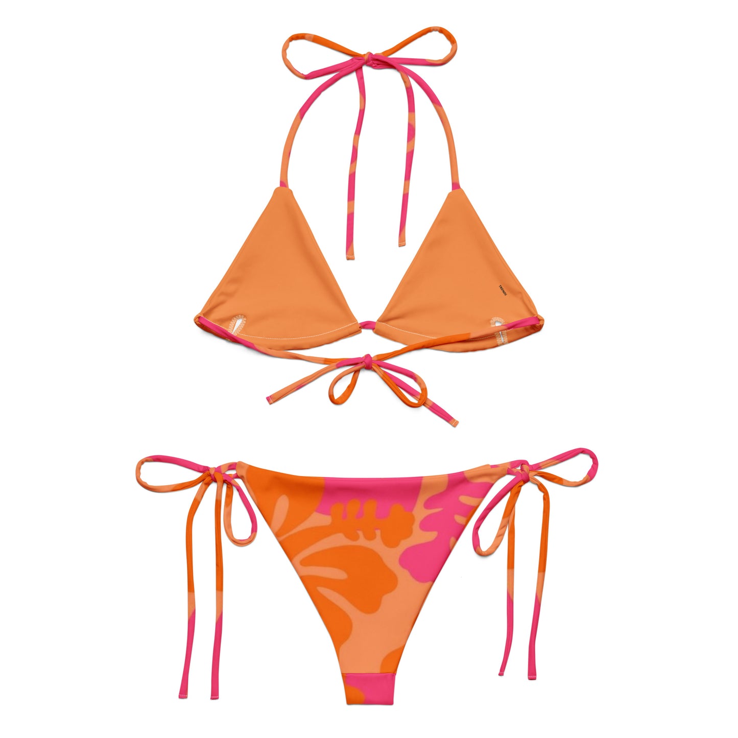Orange Floral String Bikini Set