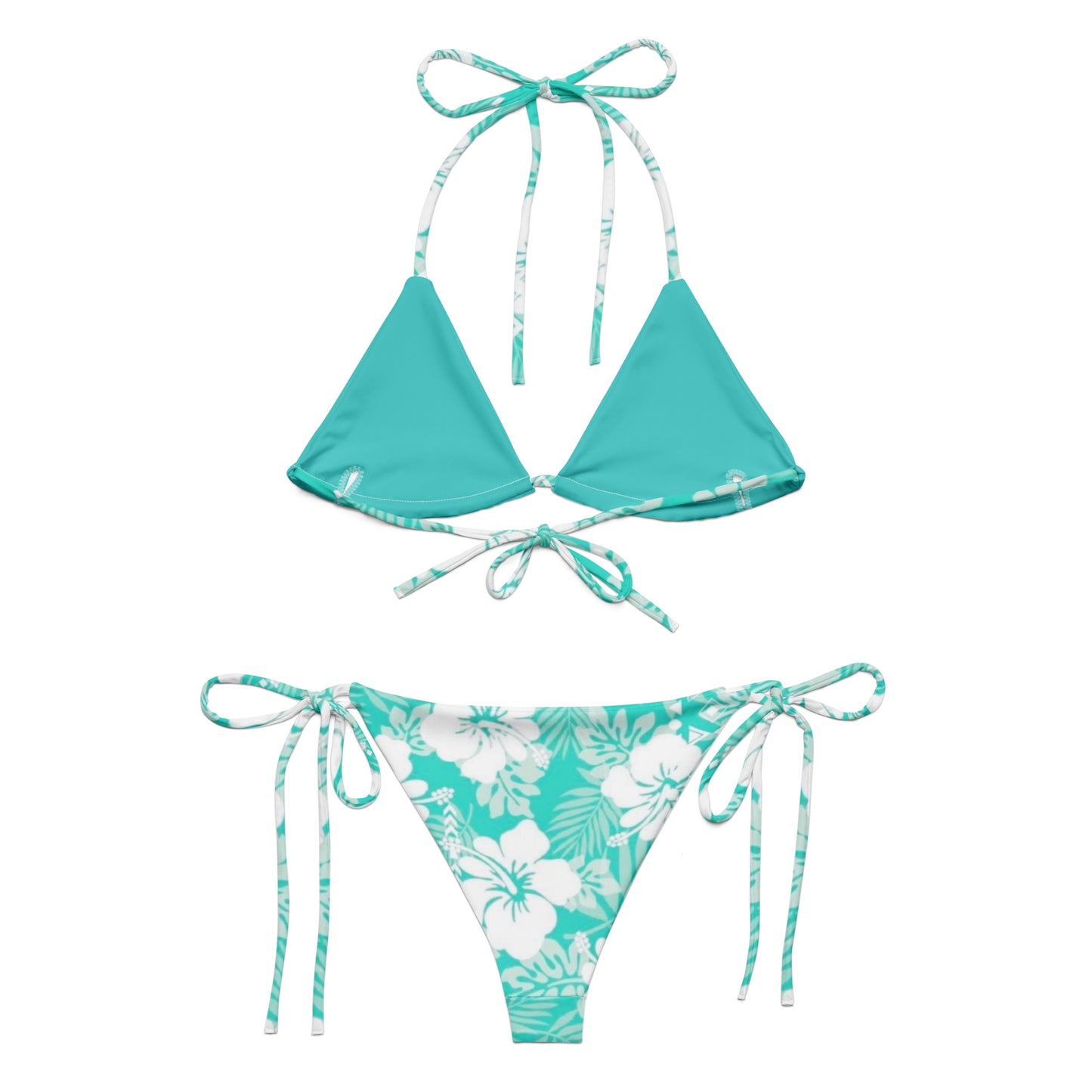 Aqua Green Floral string bikini Set