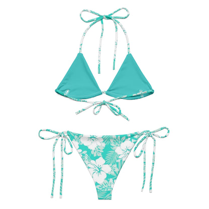 Aqua Green Floral string bikini Set