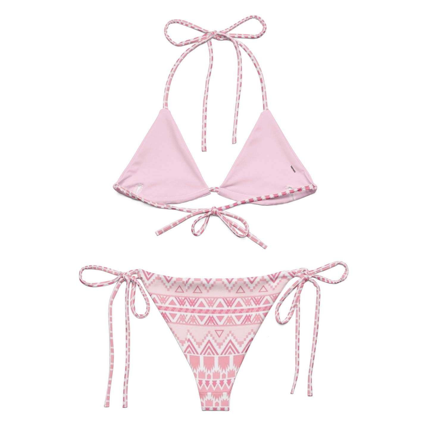 Pink Tribal Pattern String Bikini Set
