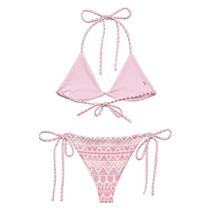Pink Tribal Pattern String Bikini Set
