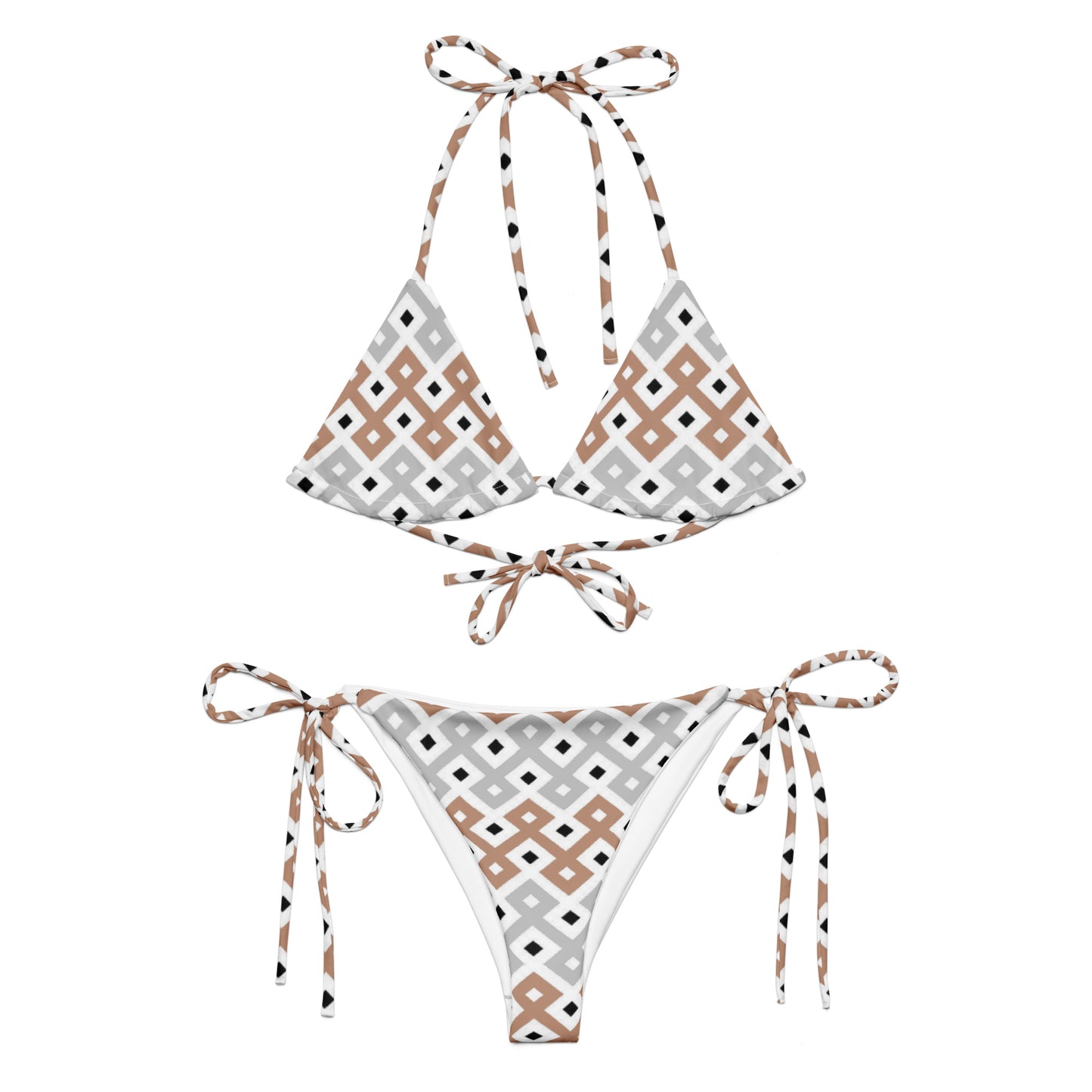 Brown Tribal Print String Bikini