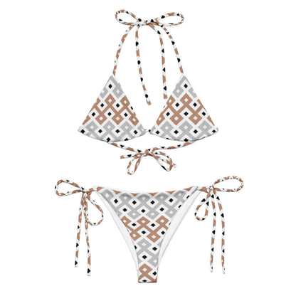 Brown Tribal Print String Bikini