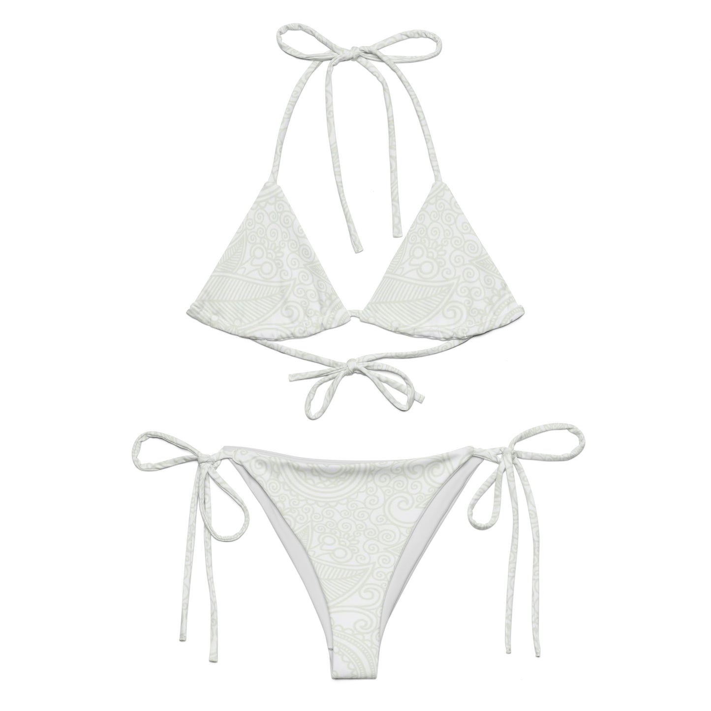 Light Grey Paisley Pattern String Bikini