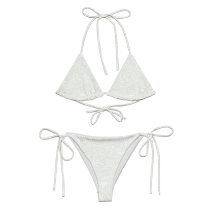 Light Grey Paisley Pattern String Bikini