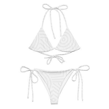 Light Grey Circular Pattern String Bikini Set