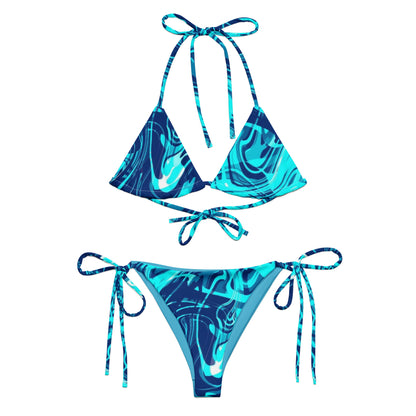 Blue Liquid String Bikini Set