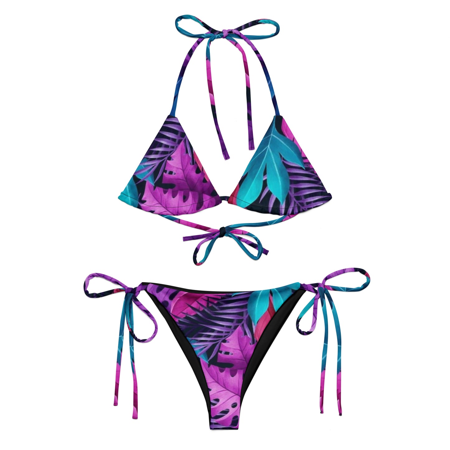 Rainbow Jungle Print String Bikini Set