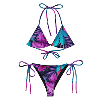 Rainbow Jungle Print String Bikini Set