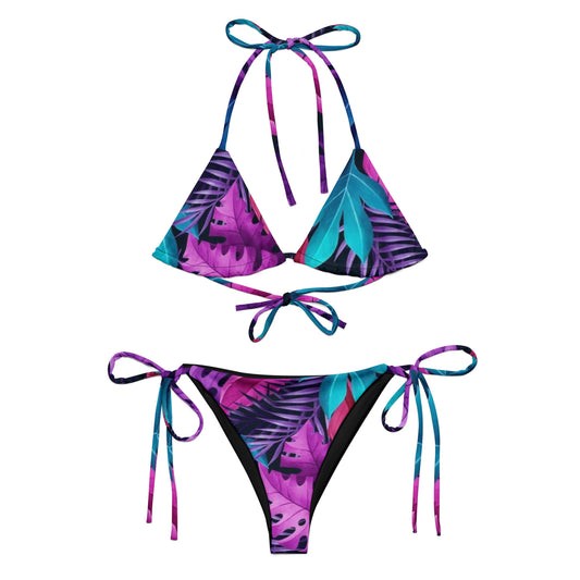 Rainbow Jungle Print String Bikini Set