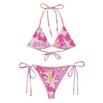 Pink Floral string bikini Set