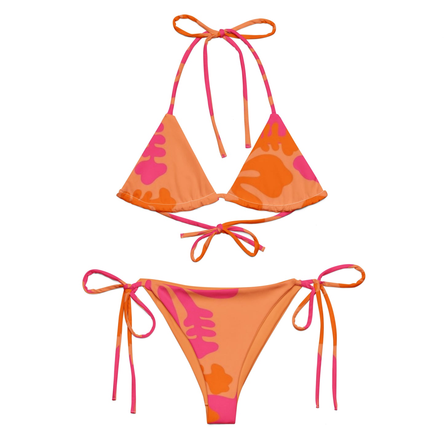 Orange Floral String Bikini Set