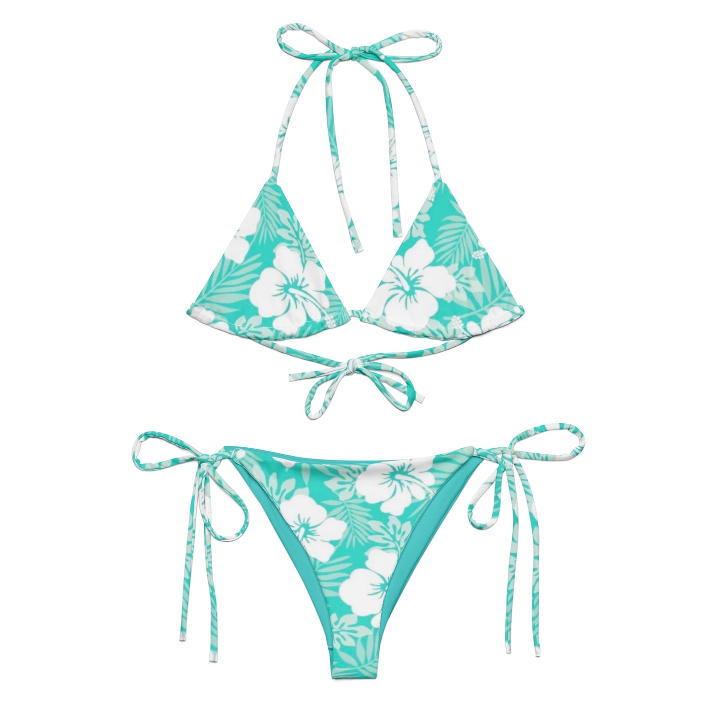 Aqua Green Floral string bikini Set