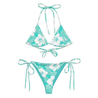 Aqua Green Floral string bikini Set