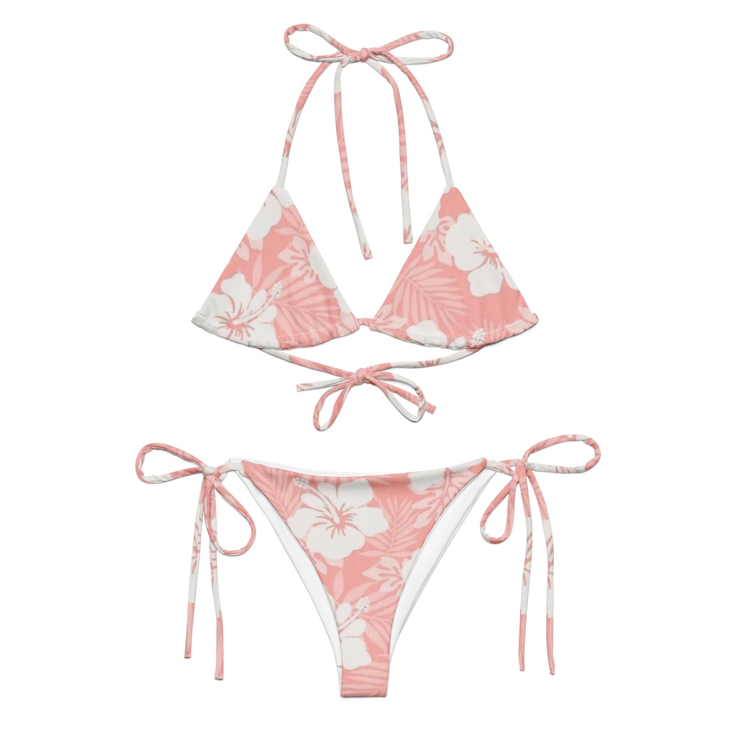 Pink Floral String Bikini Set